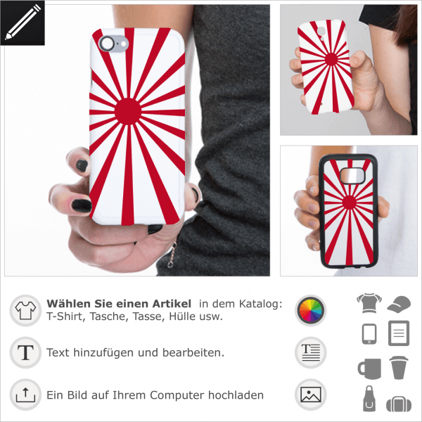 Japanisches Rad voller Hintergrund fr iPhone Case. Gestalte eine Handy Hlle mit diesem Rad Design mit Speichen.