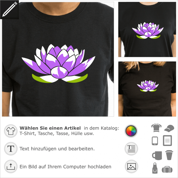 Lotus Blume Design. 2 Farben Lotus Blume fr T-Shirt Druck.