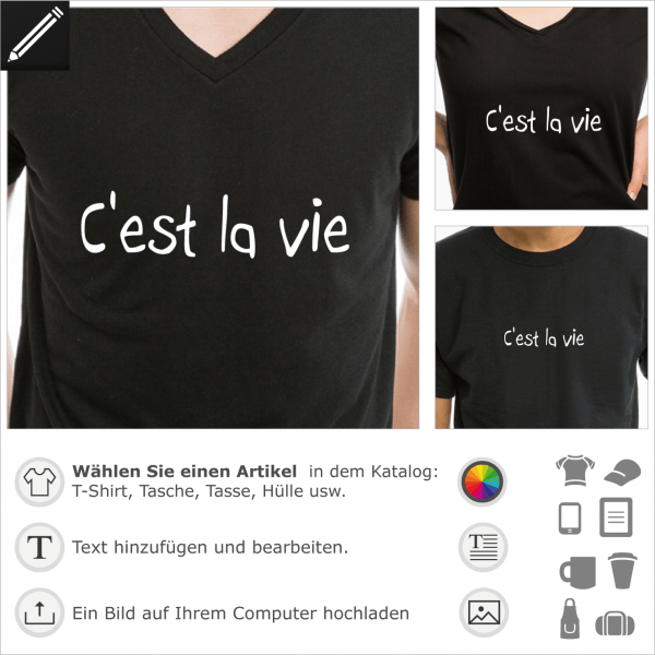 C'est la vie franzsiches Zitat, Fatalismus Design fr T-Shirt Druck.