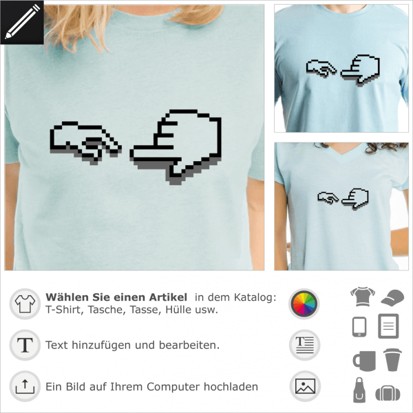 Erschaffung Adams Geek durchsichtiges Design fr T-Shirt Druck. Personalisiere ein T-Shirt Pixel-Art.