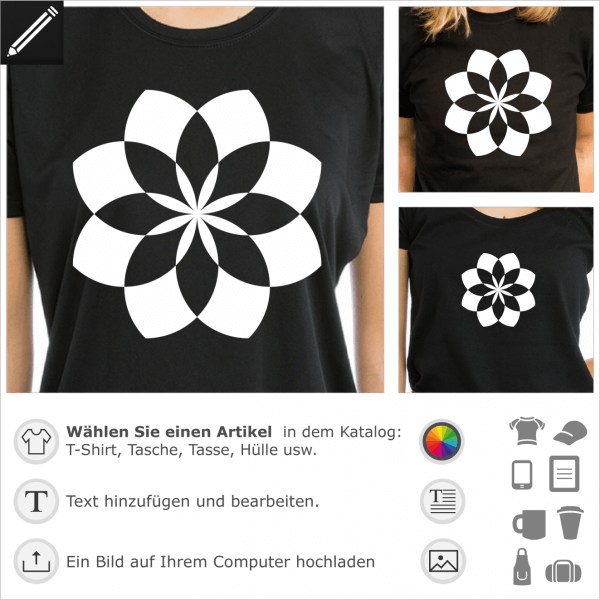 Lotusblte Geometrisches Design fr T-Shirts und Accessoires Druck. Gestalte einen Artikel mit diesem indischen Motiv.