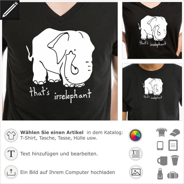 Irrelephant voll Design fr T-Shirt Druck. That's Irrelephant Witze mit einem Elefant.