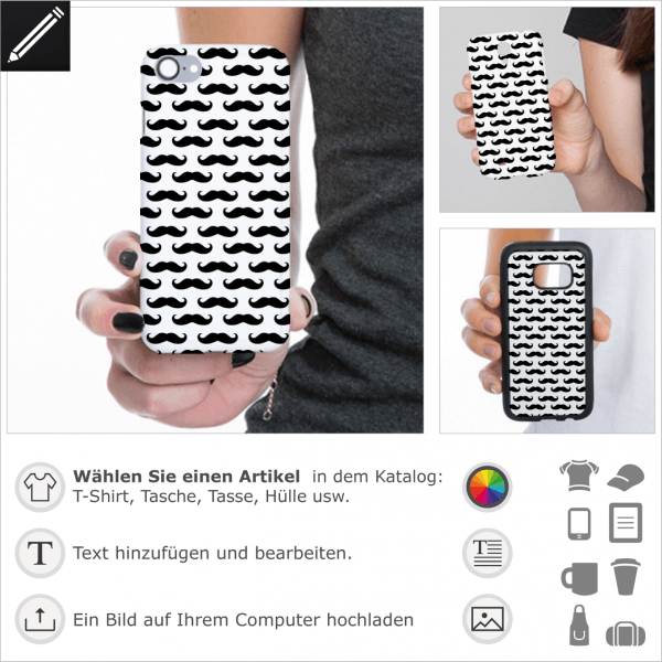 Schnurrbart Design. Personalisierbare Schnurrbrte fr Handy Hlle und iPhone Case Druck.