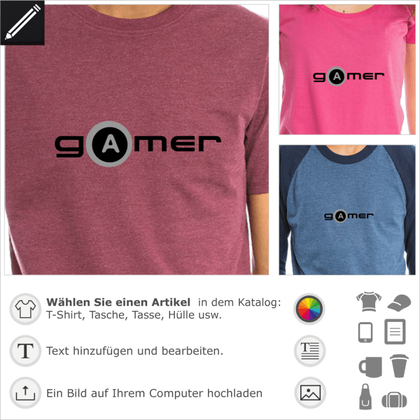 Gamer A Taste. Design fr Gamers und Geeks mit dem A Buschstabe Taste frmig.