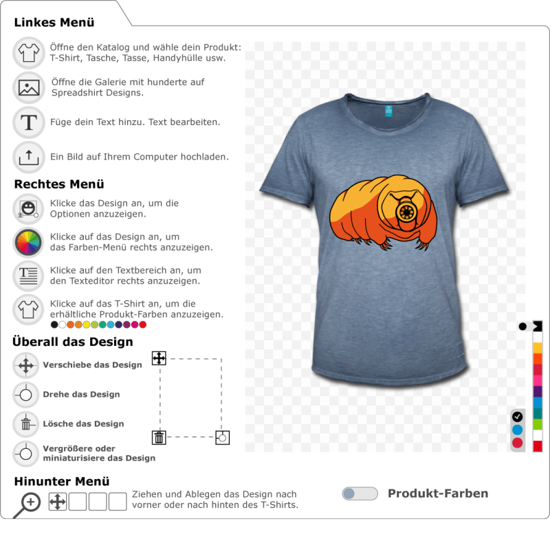 Gestalte dein Wissenschafts-T-Shirt mit diesem lustigen Bärtierchen in 3 Farben. Geek-Motiv und Biologie.