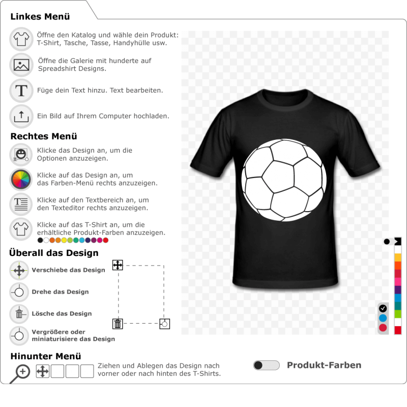 Gestalte dein originales Fuball-T-Shirt online mit diesem anpassbaren einfarbigen Ball.