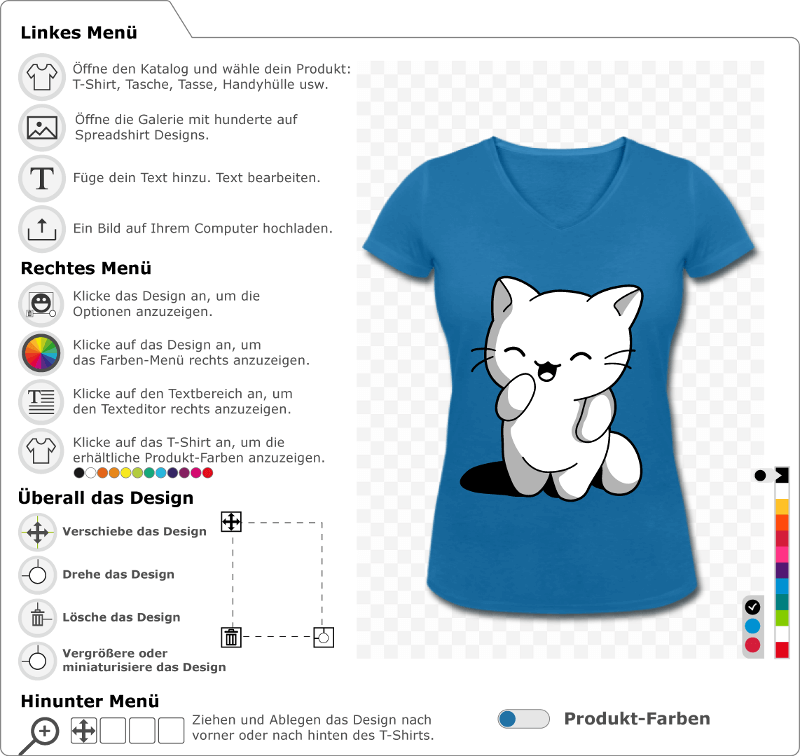 Kawaii-Ktzchen, das auf ihren Hinterbeinen steht. Personalisiere dein Katze T-Shirt online.