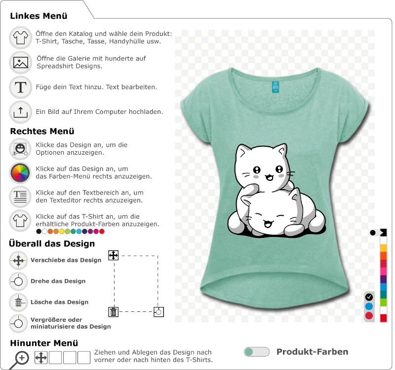 Ktzchen T-Shirt im Kawaii-Stil zu gestalten. Die Ktzchen sind eng beieinander. Lustige Katzen Design.