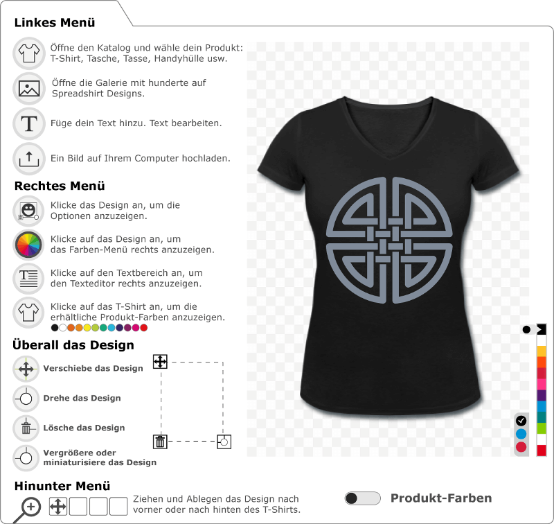 Keltisches Design in Form eines Kreises mit verschlungenen Strngen. Drucken Sie Ihr keltisches T-Shirt online.