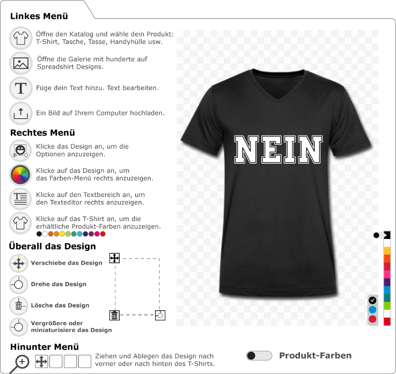 Nein T-Shirt selbst gestalten. nein wird in der amerikanischen Hochschultypographie in Grobuchstaben geschrieben.