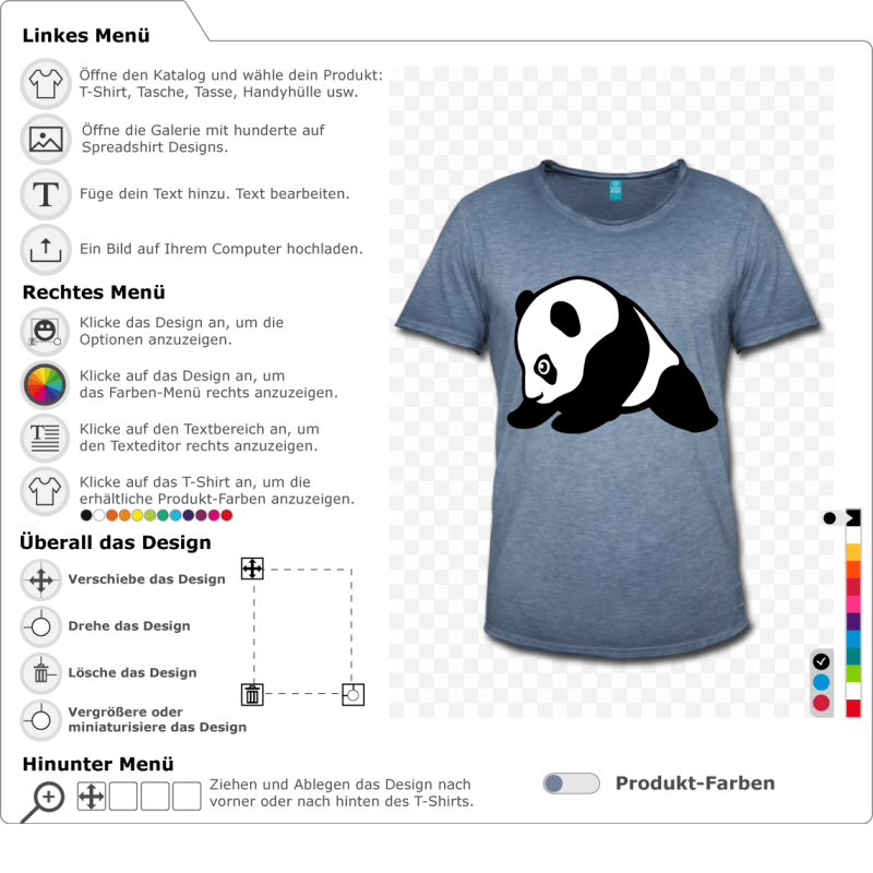 Ser stilisierter Baby-Panda, im Profil gezeichnet. Der Panda sitzt. Schwarz-Wei-Design zur individuellen Gestaltung im Internet, speziell zum Bedru