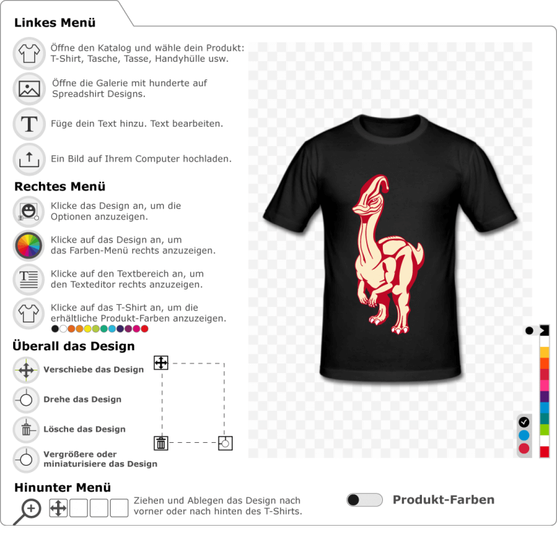 Entenschnabel-Dinosaurier-T-Shirt, zum Personalisieren und Drucken online. Text hinzufügen, Farben auswählen.