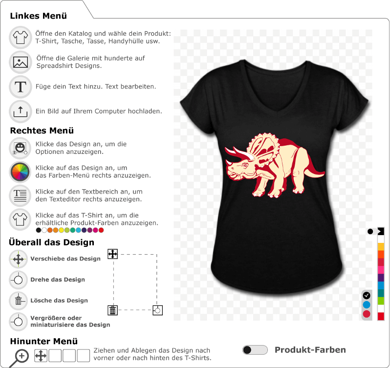 Passen Sie die Triceratops im Spreadshirt-Designer an und gestalten Sie ein originelles Dinosaurier-T-Shirt.