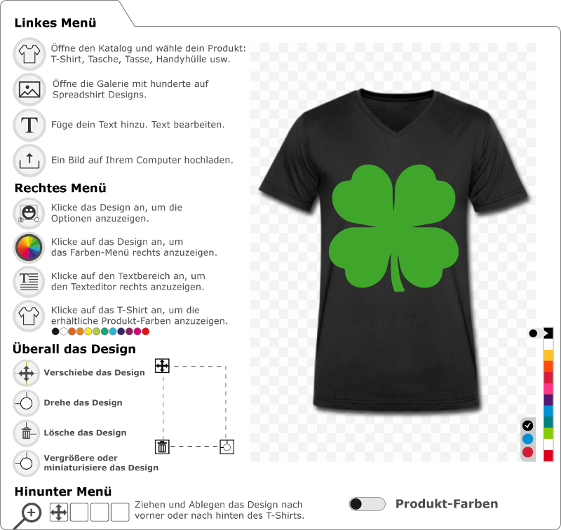 Individuelles vierblttriges Kleeblatt T-Shirt. Einfarbiger irischer Klee, der auf das T-Shirt fr St. Patrick gedruckt werden soll.