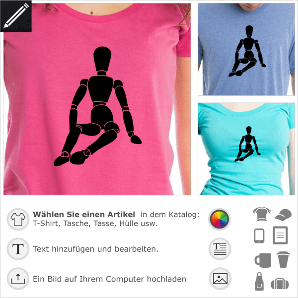 Kunst Modellpuppe anpassbares Design fr T-Shirt Druck. Personalisiere ein T-Shirt mit diesem Kunst Modell Motiv.