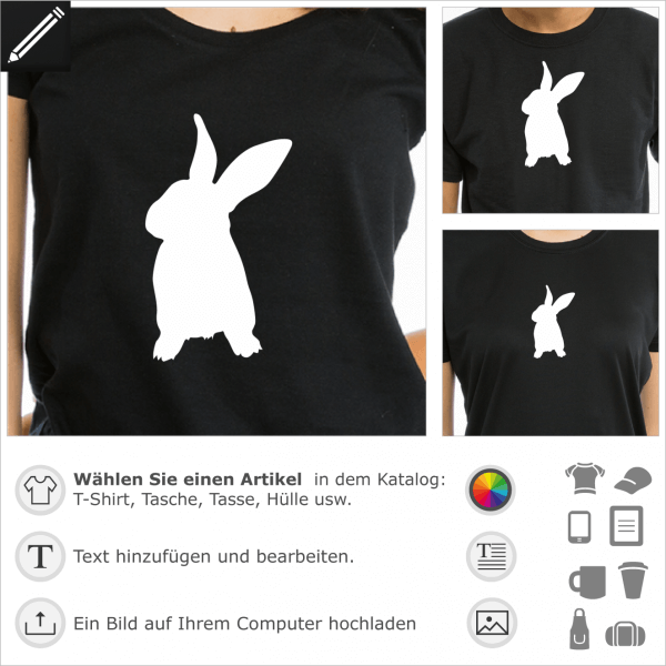Kaninchen Piktogramm anpassbares Design fr T-Shirt Druck.