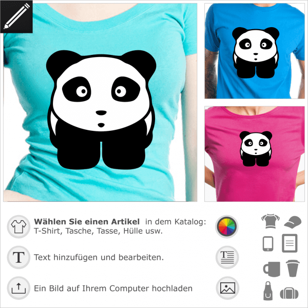 Panda in Anime-Stil, Ses zweifarbiges Pandabr