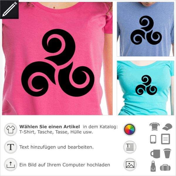 Anpassbares Triskelion Symbol fr T-Shirt Druck. Gestalte ein Keltisches T-Shirt.