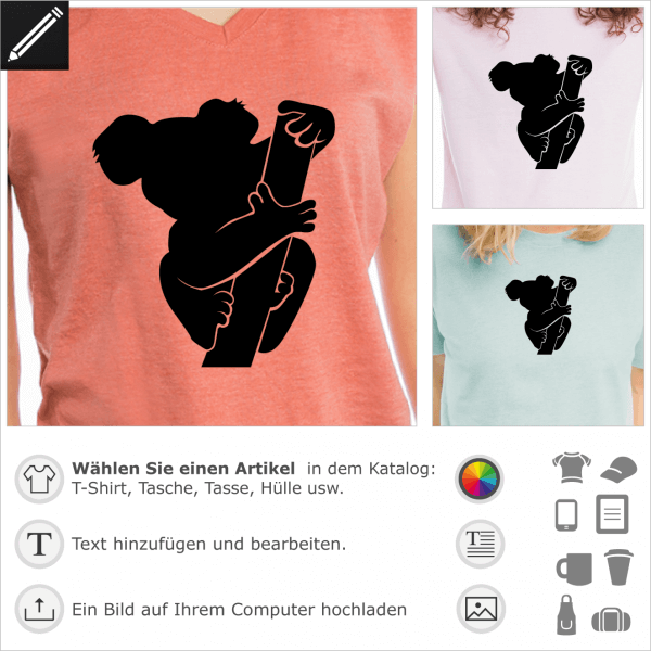 Koala Piktogramm fr T-Shirt Druck.