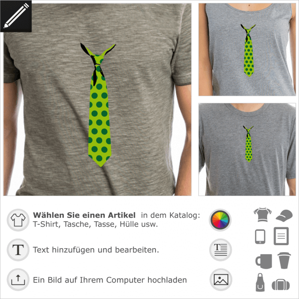 Gepunktete Krawatte Motiv fr T-Shirt Druck. Gestalte ein T-Shirt mit dieser falschen Krawatte.