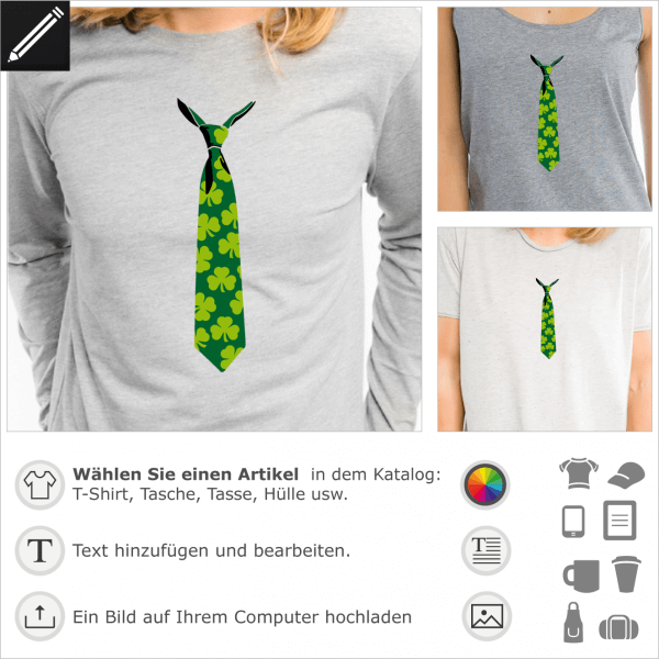 Irische Shamrock Krawatte fr T-Shirt Druck. Gestalte ein T-Shirt mit dieser irischen falschen Krawatte.