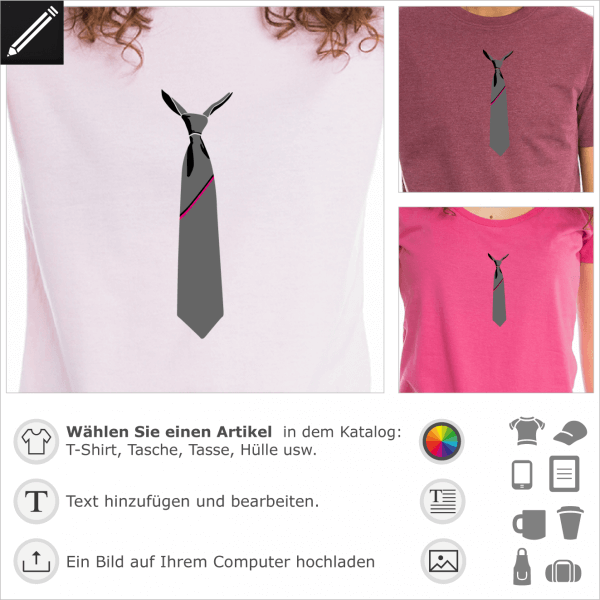 Falsche Klassische Krawatte Design für T-Shirt Druck. Selbst gestalte einen Artikel mit diesem 3 Farben Motiv.
