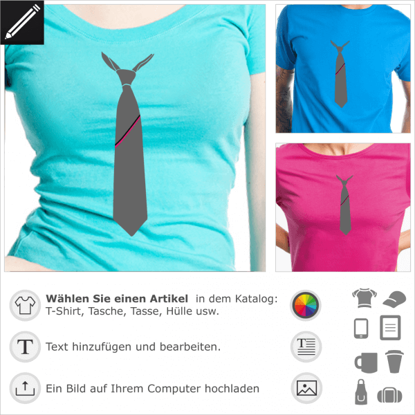 Elegante Falsche Krawatte mit hellem Hals fr T-Shirt Druck.