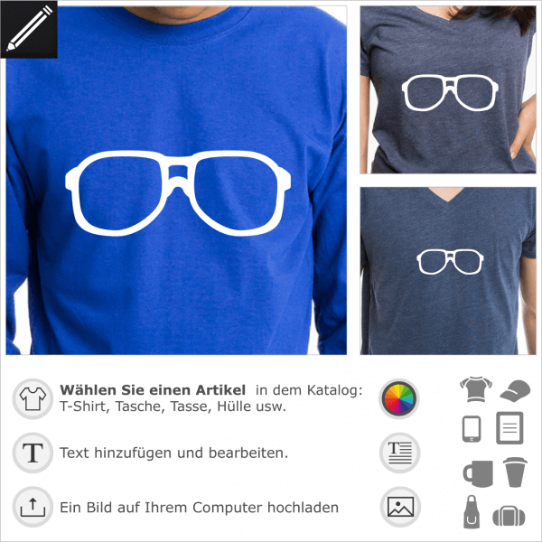 Steve Urkel Brille personalisierbares Design fr T-Shirt Druck. Gestalte ein T-Shirt Nerd.