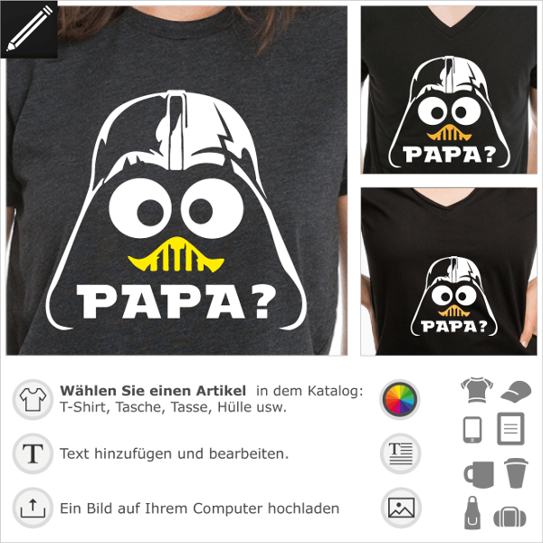 Nerd T-Shirt. Design Nerd Darth Vader gemischt mit Calimero, bist du mein Papa?