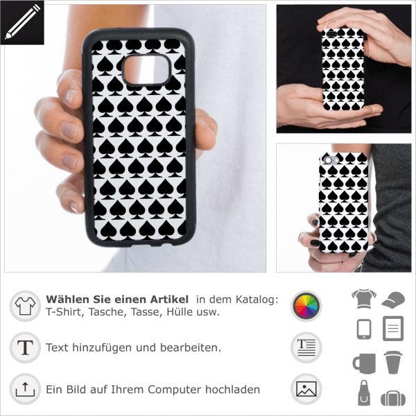 Pik Hintergrund design fr Handy Hlle. Personalisiere deine Handy Hlle oder iPhone Case mit dem Pik Symbol von Poker Spielkarten.