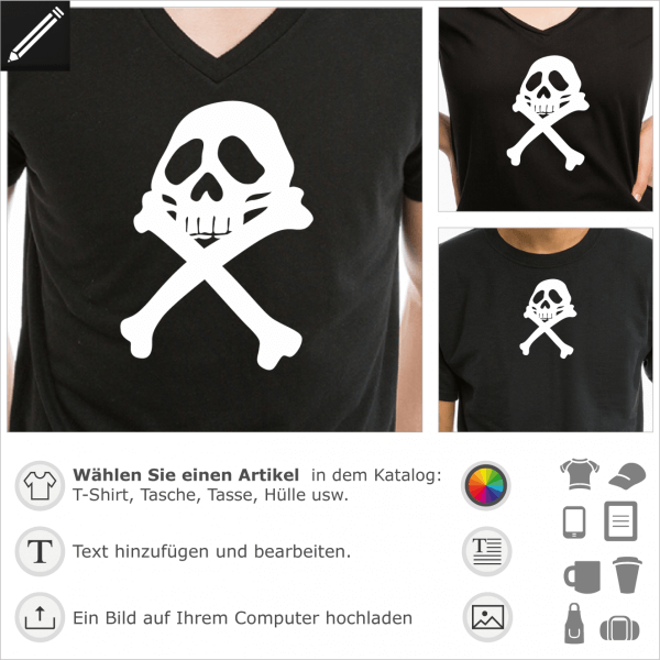 Pirat Harlock Design. Harlock Piratenflagge anpassbares Design fr T-Shirt Druck.