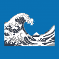 Hokusai T-Shirt. Selbst gestalte ein Pixels T-Shirt. Welle Design.