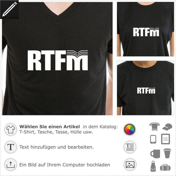 rtfm personalisierbares Design, Geek und Programmierer Motiv fr T-Shirt Druck.