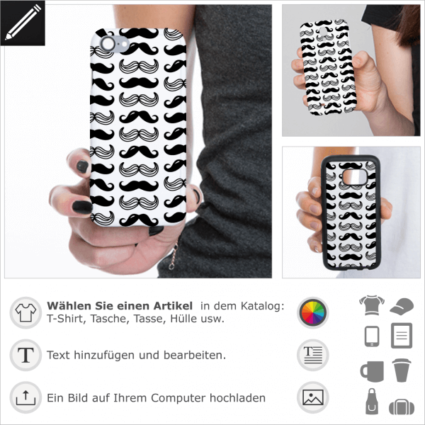 Schnurrbärte Design für iPhone Case. Abwechselnde Varianten von lustigen Schnurrbärte für Handy Hülle.