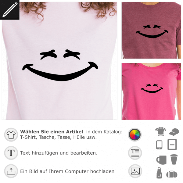 Lachen Smiley. Personalisierbarer lachender Smiley fr T-Shirt Druck.