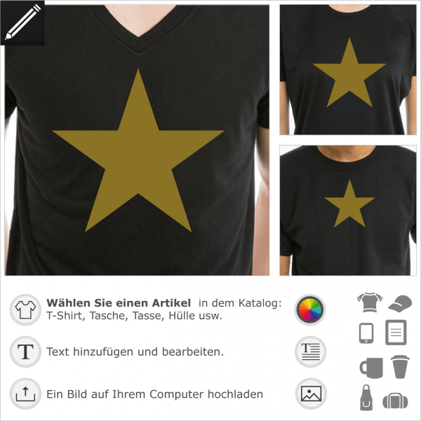 Einfacher Stern Design fr T-Shirt Druck. Gestalte ein T-Shirt Star.