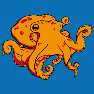 Ozean-T-Shirt. Kraken zum Aufdrucken auf T-Shirt.  Ozeandesign und Meeresleben. Gestalte ein originelles Tintenfisch-T-Shirt. Oktopus.