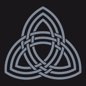 Triquetra in eine anpassbare Farbe. Nerd und mythologisches Design des Thor-Hammers, mit einer dreifachen Linie und verschlungenen Konturen.