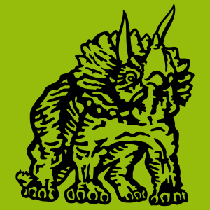 Gestalte ein einzigartiges Dinosaurier-T-Shirt online mit diesem einfarbigen Triceratops-Design.