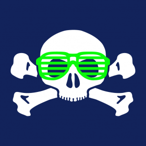 Nerd und Totenkopf Design fr T-Shirt Druck