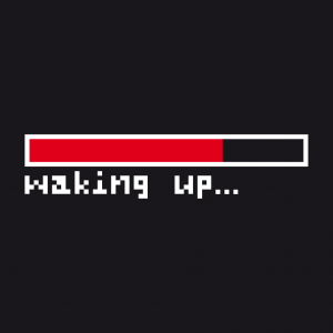 Waking up und Leiste Design fr T-Shirt Druck