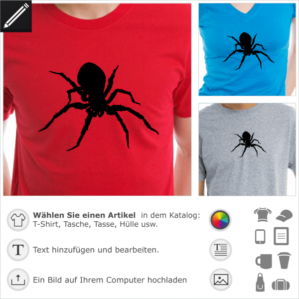 Tarentula personalisierbares Design fr T-Shirt Druck. Gestalte ein Spinne T-Shirt.