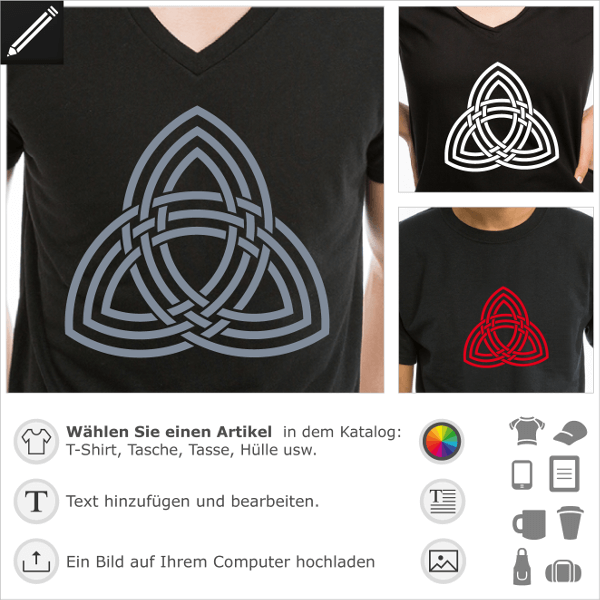 T-Shirt Thor, Wikinger Symbol, Keltische Triquetra Design für T-Shirt Druck.