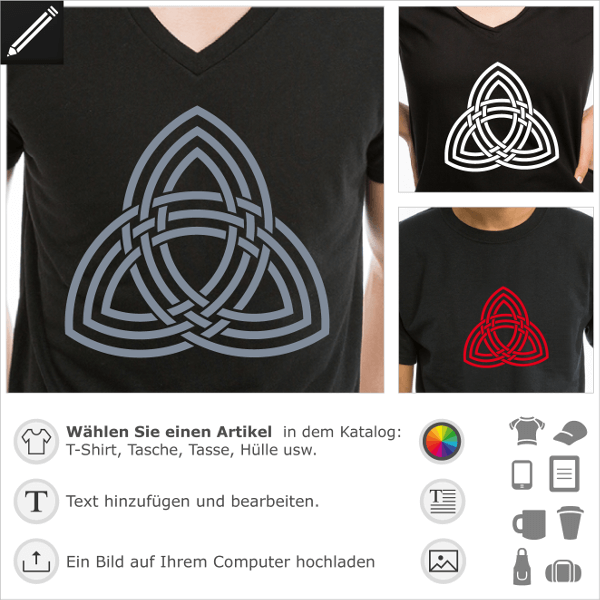 T-Shirt Thor, Wikinger Symbol, Keltische Triquetra Design fr T-Shirt Druck.