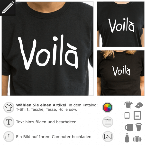 Voil Franzsiches personalisierbares Design fr T-Shirt Druck.