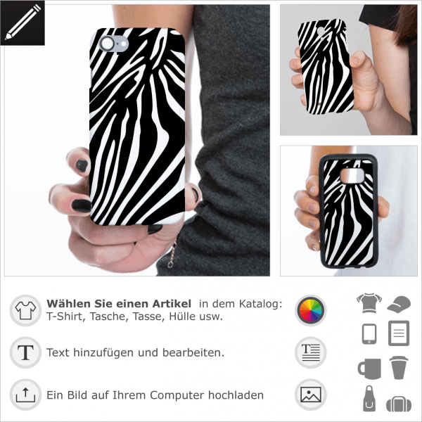 Zebra breite Streifen personalisierte Design fr iPhone Hlle. Gestalte eine Handy Hlle mit diesen Streifen.