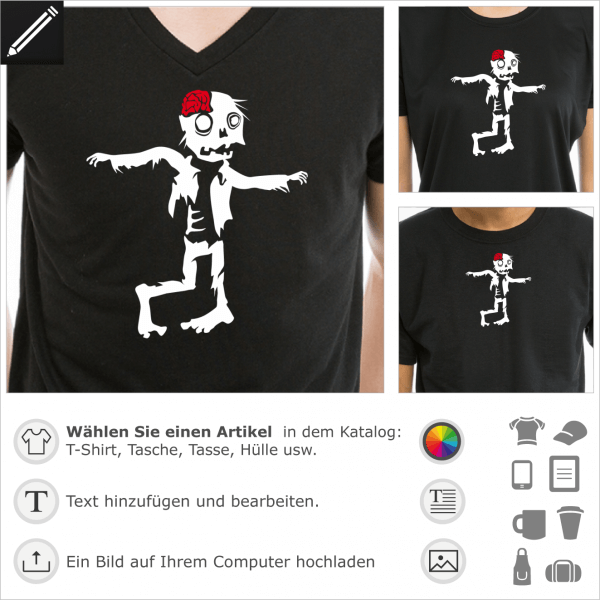 Zombie anpassbares Design für Halloween, gestalte ein Zombie T-Shirt online.