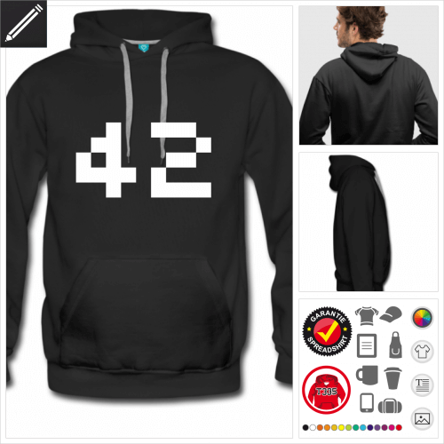 schwarzes Pixel Hoodie online gestalten