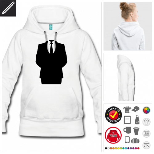 weisses Anonymous Logo Hoodie online gestalten