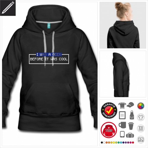 blaues Retrogaming Hoodie online Druckerei, hhe Qualitt